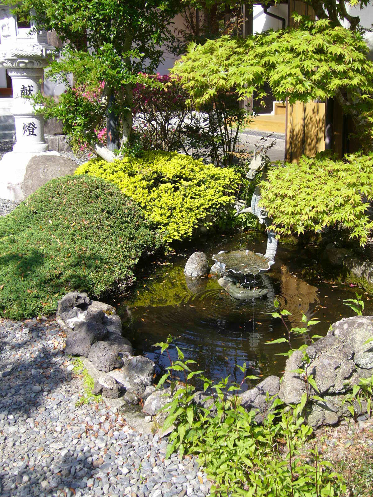 前庭の池と龍の口.JPG